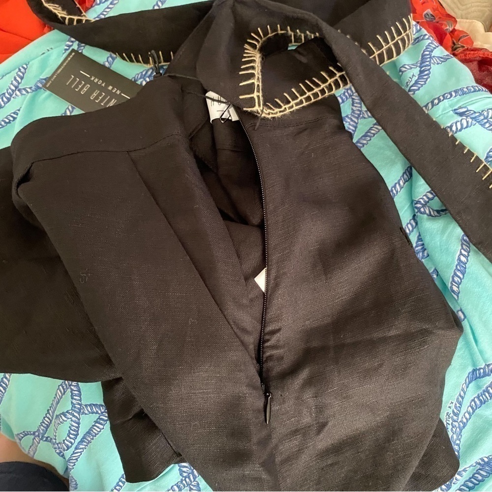 Hunter Bell Shorts Ashton Linen Lightweight Belt Tie High-Waisted Onyx 0 NWT - Picture 6 of 7